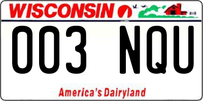 WI license plate 003NQU