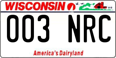 WI license plate 003NRC