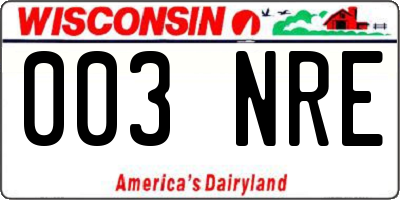 WI license plate 003NRE