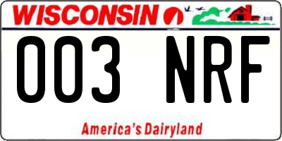 WI license plate 003NRF