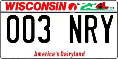 WI license plate 003NRY