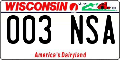 WI license plate 003NSA
