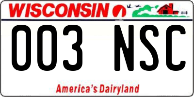 WI license plate 003NSC
