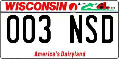 WI license plate 003NSD