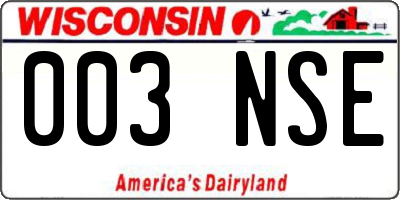 WI license plate 003NSE