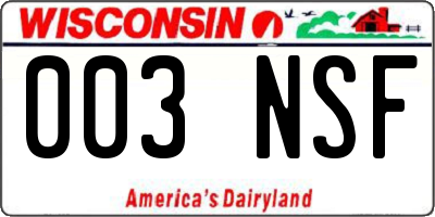 WI license plate 003NSF