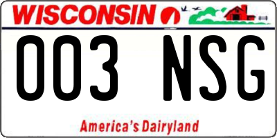 WI license plate 003NSG
