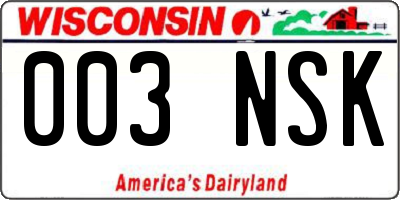 WI license plate 003NSK