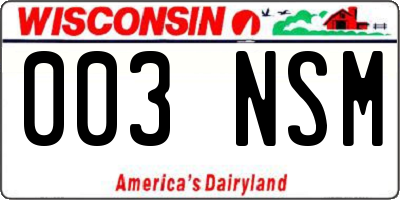 WI license plate 003NSM