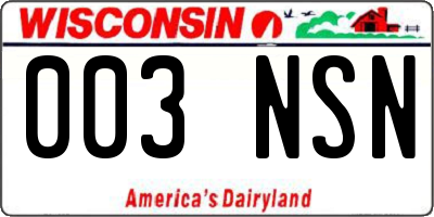 WI license plate 003NSN