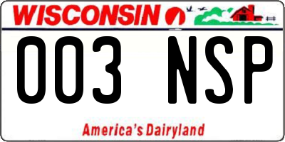WI license plate 003NSP