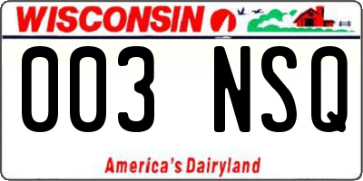 WI license plate 003NSQ