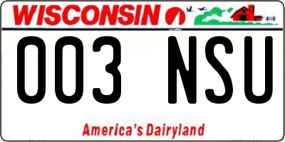 WI license plate 003NSU