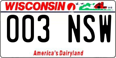 WI license plate 003NSW