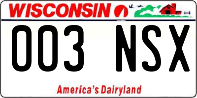 WI license plate 003NSX