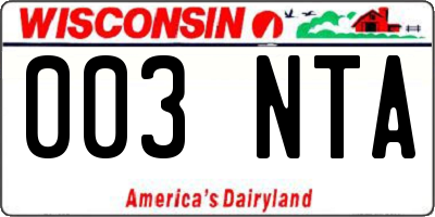 WI license plate 003NTA