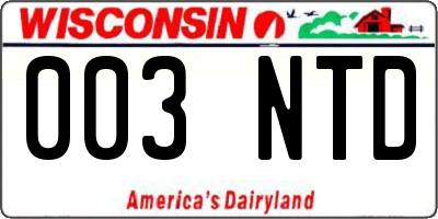 WI license plate 003NTD