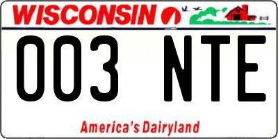 WI license plate 003NTE