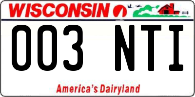 WI license plate 003NTI