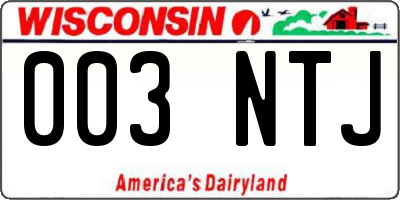 WI license plate 003NTJ