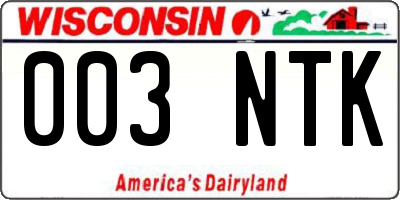 WI license plate 003NTK