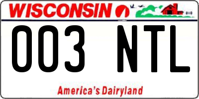 WI license plate 003NTL