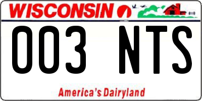 WI license plate 003NTS