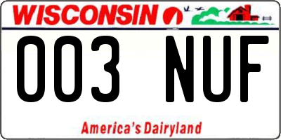 WI license plate 003NUF