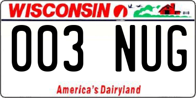 WI license plate 003NUG