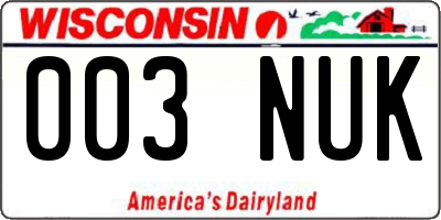 WI license plate 003NUK