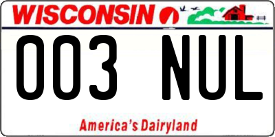 WI license plate 003NUL