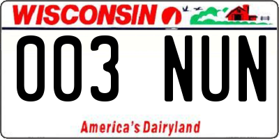WI license plate 003NUN