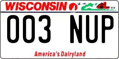 WI license plate 003NUP