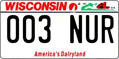 WI license plate 003NUR