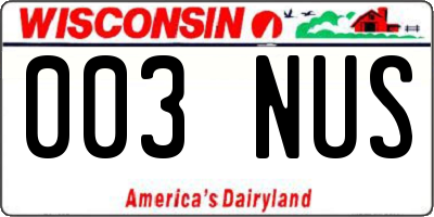 WI license plate 003NUS