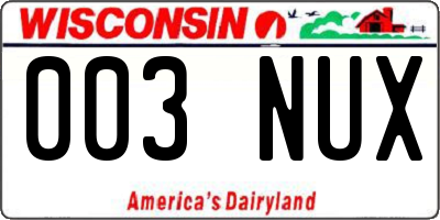 WI license plate 003NUX