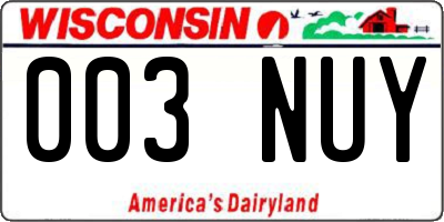 WI license plate 003NUY