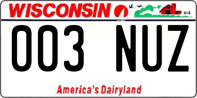 WI license plate 003NUZ