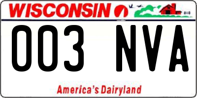 WI license plate 003NVA