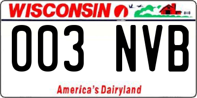 WI license plate 003NVB