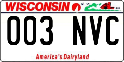 WI license plate 003NVC
