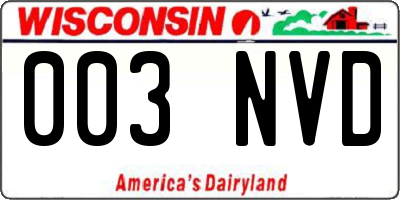 WI license plate 003NVD