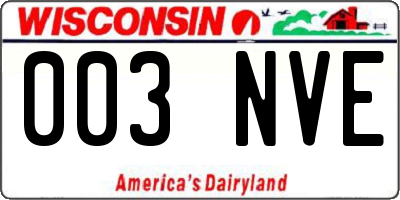 WI license plate 003NVE