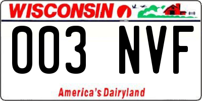 WI license plate 003NVF
