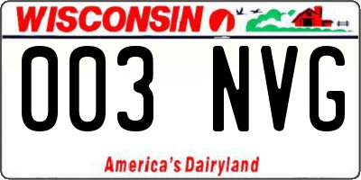 WI license plate 003NVG