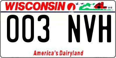 WI license plate 003NVH