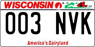 WI license plate 003NVK