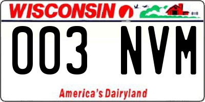 WI license plate 003NVM