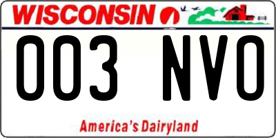 WI license plate 003NVO