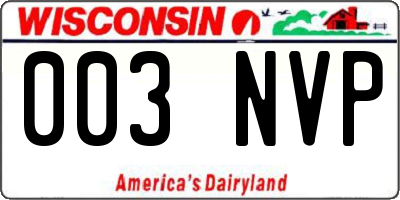 WI license plate 003NVP